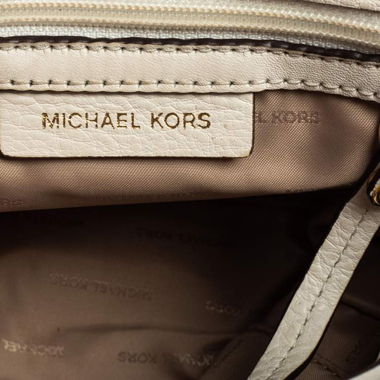 Pre Owned Michael Kors White Leather Floral Embellished Backpack
