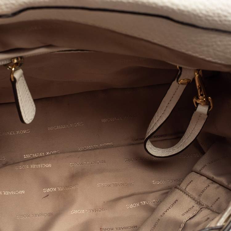 Pre Owned Michael Kors White Leather Floral Embellished Backpack