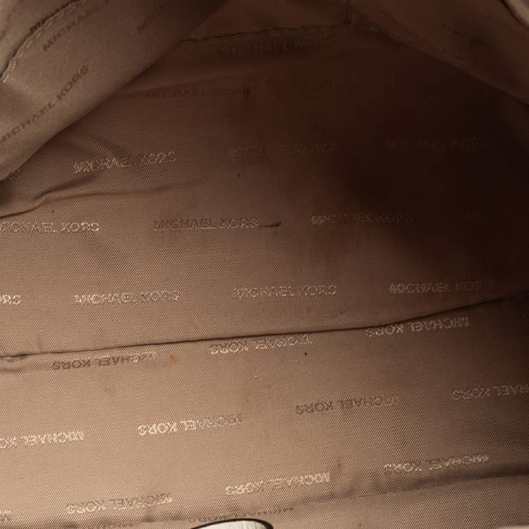 Pre Owned Michael Kors White Leather Floral Embellished Backpack