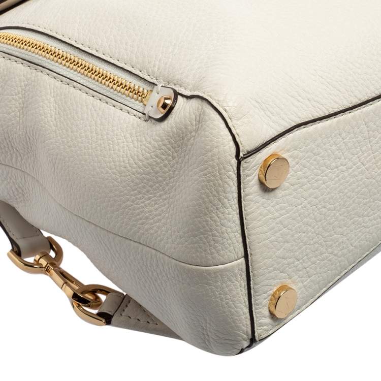 Pre Owned Michael Kors White Leather Floral Embellished Backpack