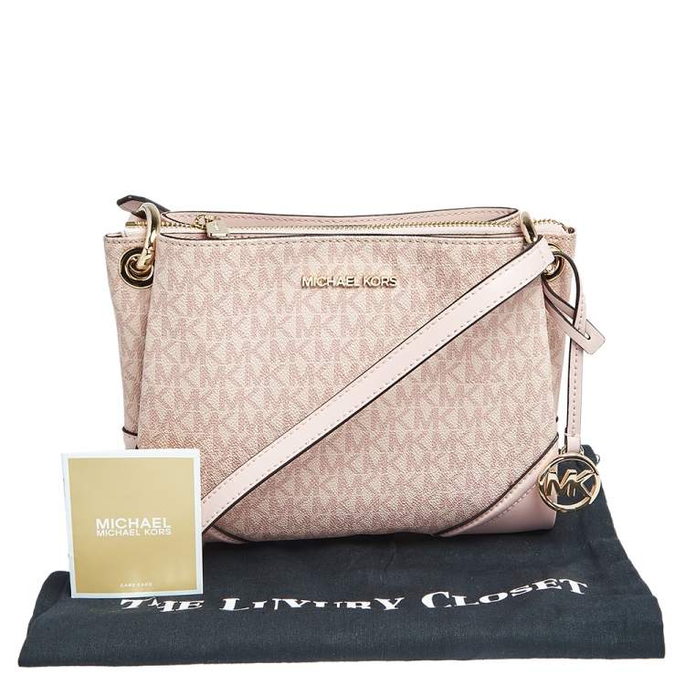 Pre Owned Michael Kors Pink Coated Canvas and Leather Nicole Crossbody Bag