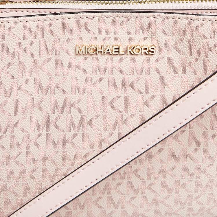 Pre Owned Michael Kors Pink Coated Canvas and Leather Nicole Crossbody Bag
