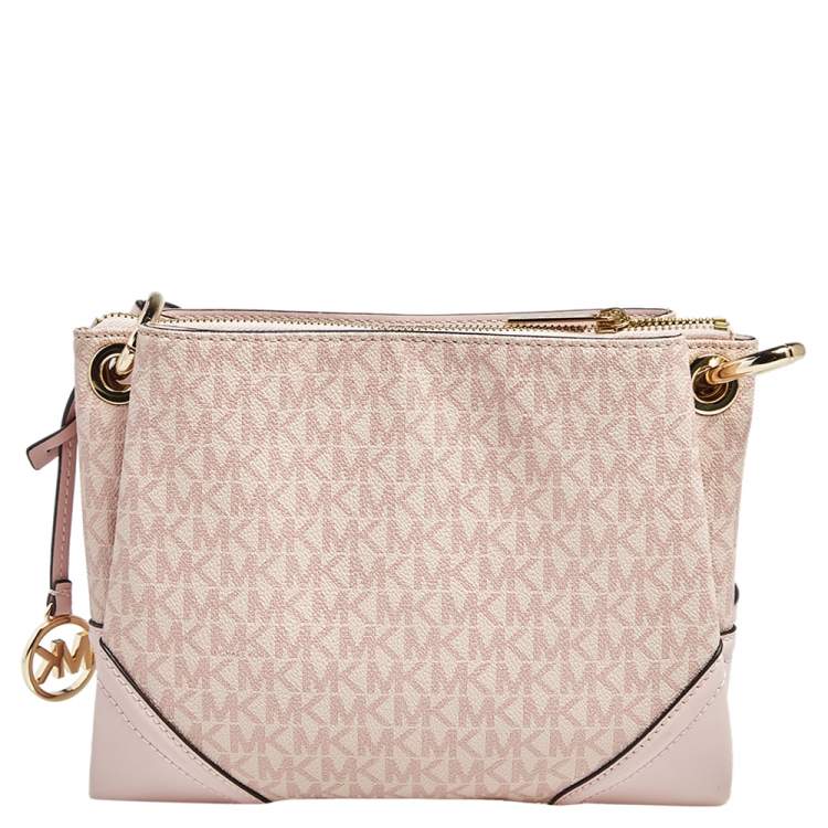 Pre Owned Michael Kors Pink Coated Canvas and Leather Nicole Crossbody Bag