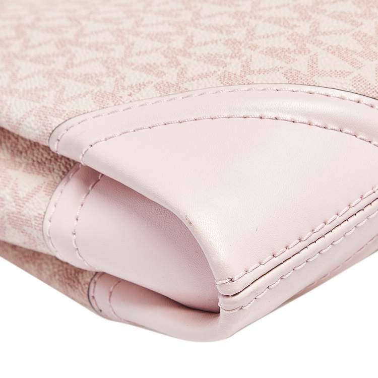 Pre Owned Michael Kors Pink Coated Canvas and Leather Nicole Crossbody Bag