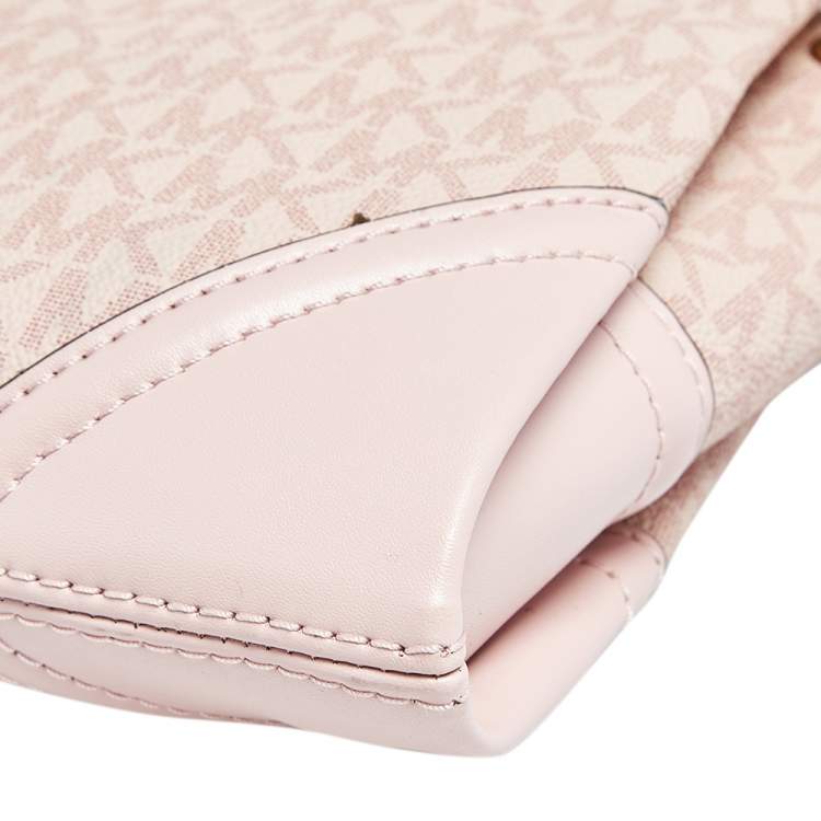 Pre Owned Michael Kors Pink Coated Canvas and Leather Nicole Crossbody Bag