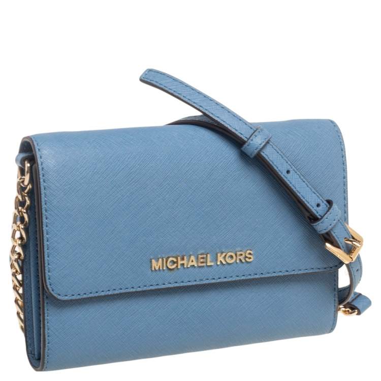 Pre Owned Michael Kors Blue Leather Crossbody Bag
