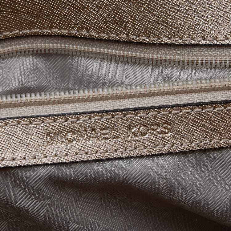 Pre Owned Michael Kors Metallic Gold Leather Small Ava Top Handle Bag