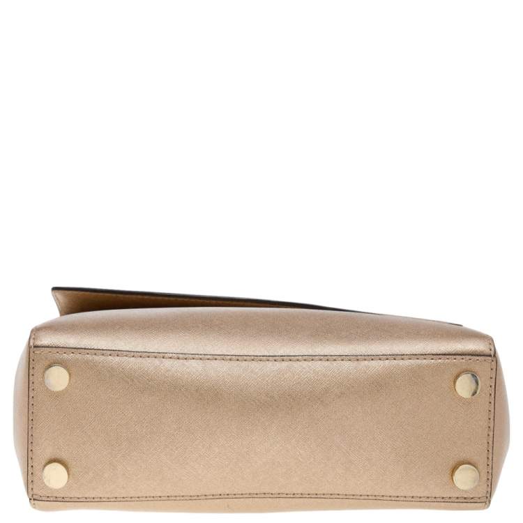 Pre Owned Michael Kors Metallic Gold Leather Small Ava Top Handle Bag