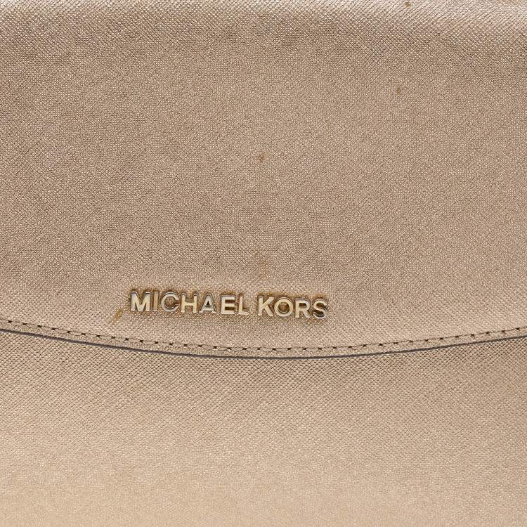 Pre Owned Michael Kors Metallic Gold Leather Small Ava Top Handle Bag