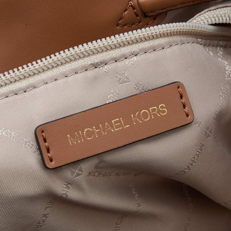 Pre Owned Michael Kors White Signature Coated Canvas and Leather Large Abbey Backpack