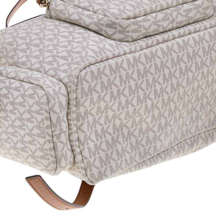 Pre Owned Michael Kors White Signature Coated Canvas and Leather Large Abbey Backpack