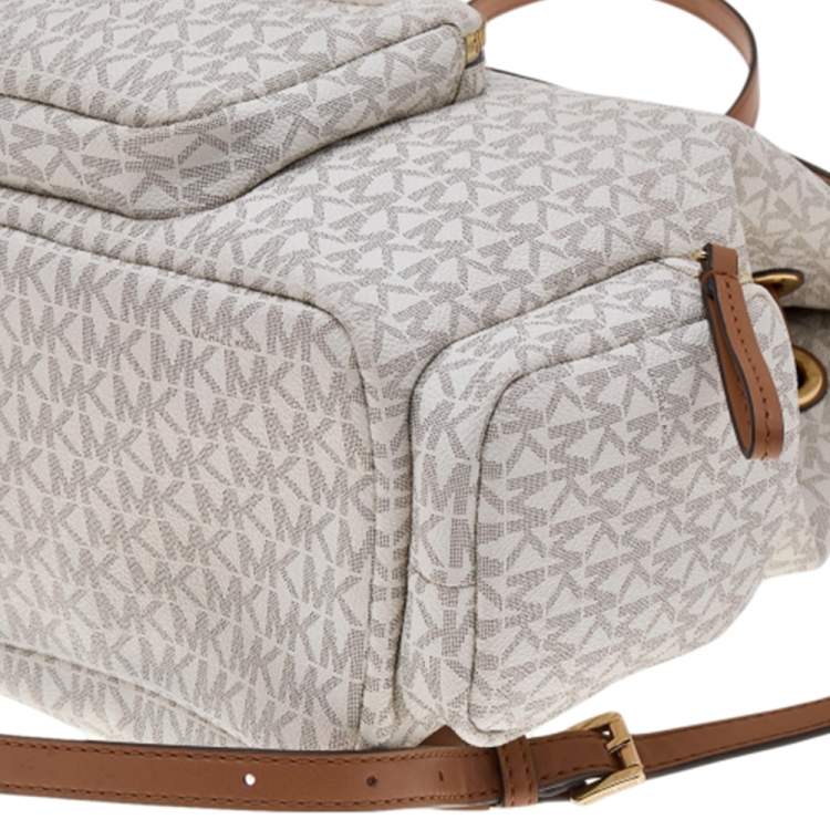 Pre Owned Michael Kors White Signature Coated Canvas and Leather Large Abbey Backpack