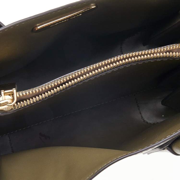 Pre Owned Michael Kors Green Butterfly Embellished Leather Small Mercer Tote