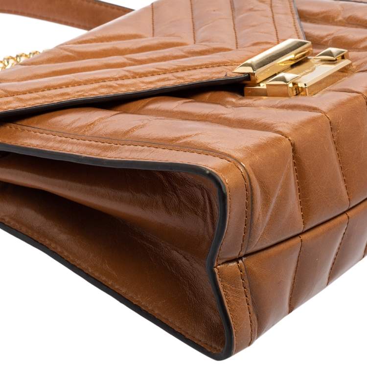 Pre Owned Michael Kors Tan Quilted Leather Whitney Shoulder Bag