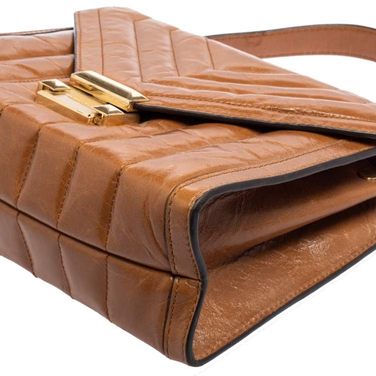 Pre Owned Michael Kors Tan Quilted Leather Whitney Shoulder Bag