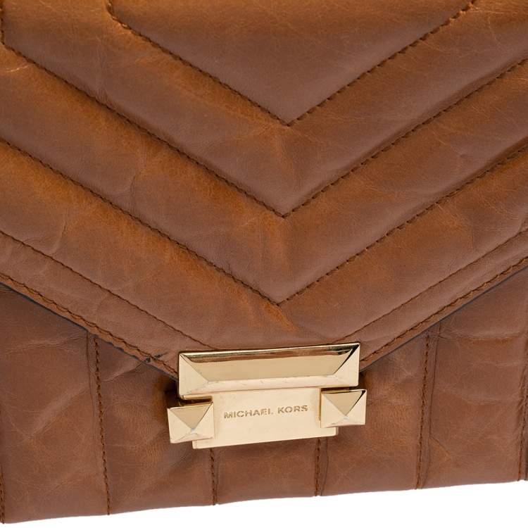Pre Owned Michael Kors Tan Quilted Leather Whitney Shoulder Bag