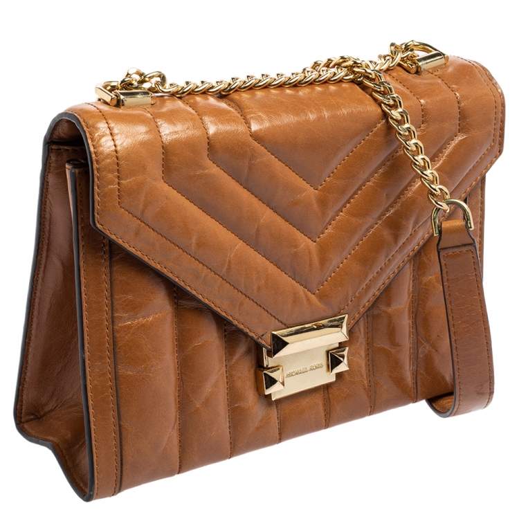 Pre Owned Michael Kors Tan Quilted Leather Whitney Shoulder Bag