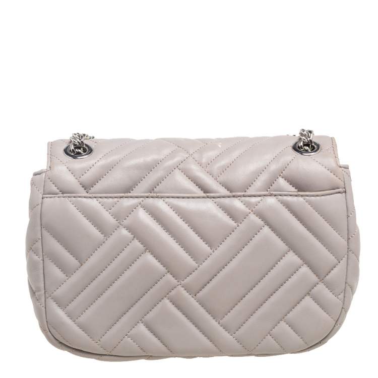 Pre Owned Michael Kors Grey Leather Medium Peyton Shoulder Bag