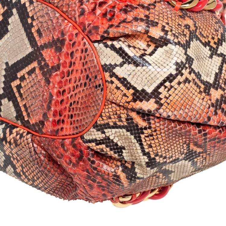 Pre Owned Michael Kors Multicolor Snakeskin Leather Chain Link Tote