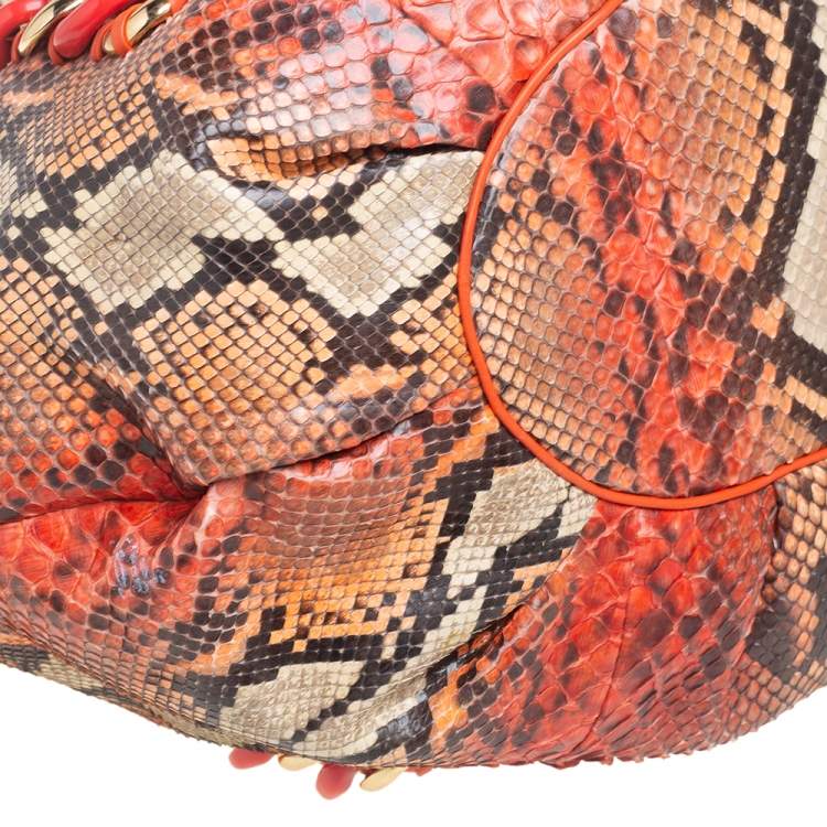 Pre Owned Michael Kors Multicolor Snakeskin Leather Chain Link Tote