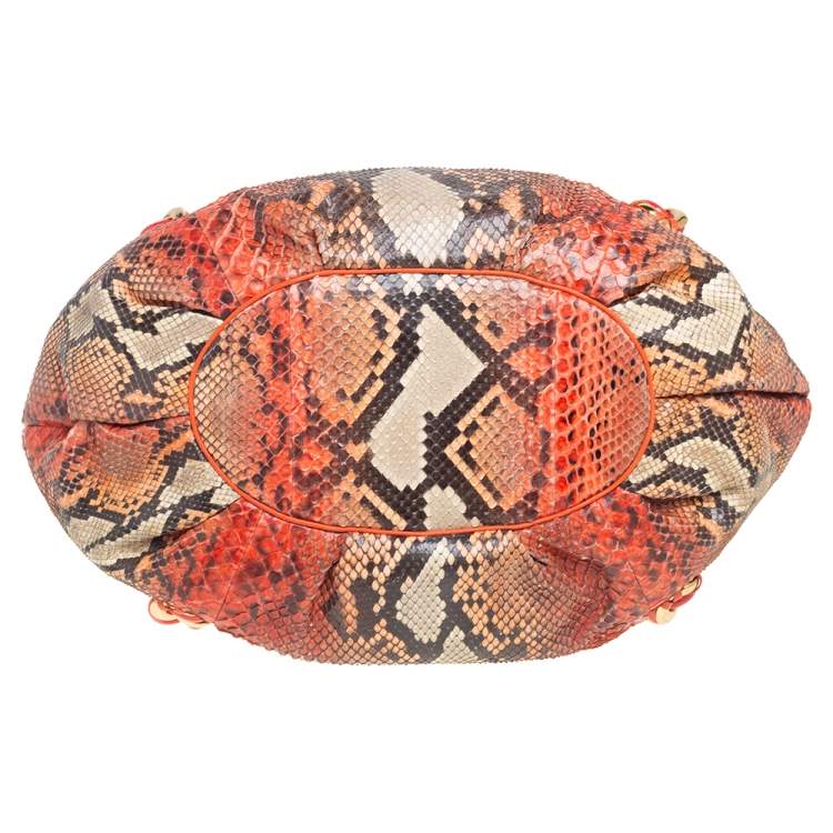 Pre Owned Michael Kors Multicolor Snakeskin Leather Chain Link Tote