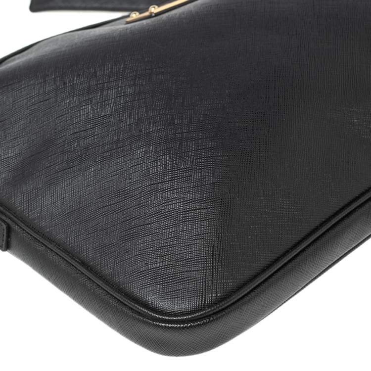 Pre Owned Michael Kors Black Leather Laptop Case
