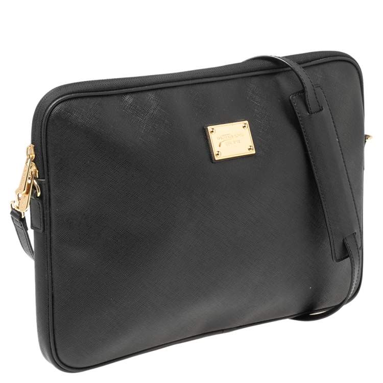 Pre Owned Michael Kors Black Leather Laptop Case
