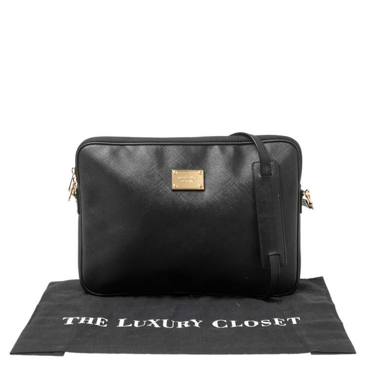 Pre Owned Michael Kors Black Leather Laptop Case