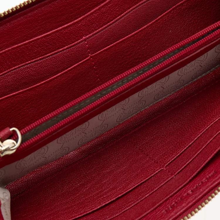 Michael Kors Jet Set Continental Zip Around Wallet Studded Red