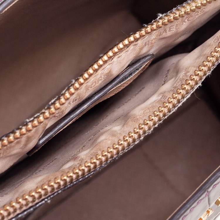 Pre Owned Michael Kors Burgundy Croc Embossed Leather Mini Mercer Tote