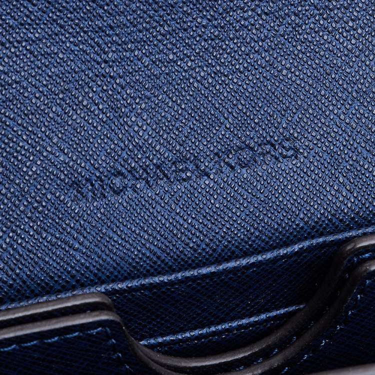 Pre Owned Michael Kors Navy Blue Leather Jet Set Crossbody Chain Bag