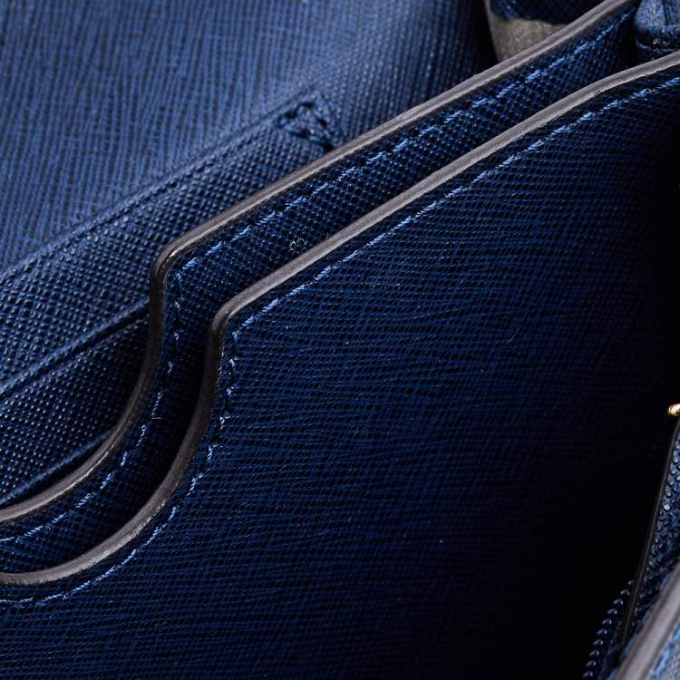 Pre Owned Michael Kors Navy Blue Leather Jet Set Crossbody Chain Bag