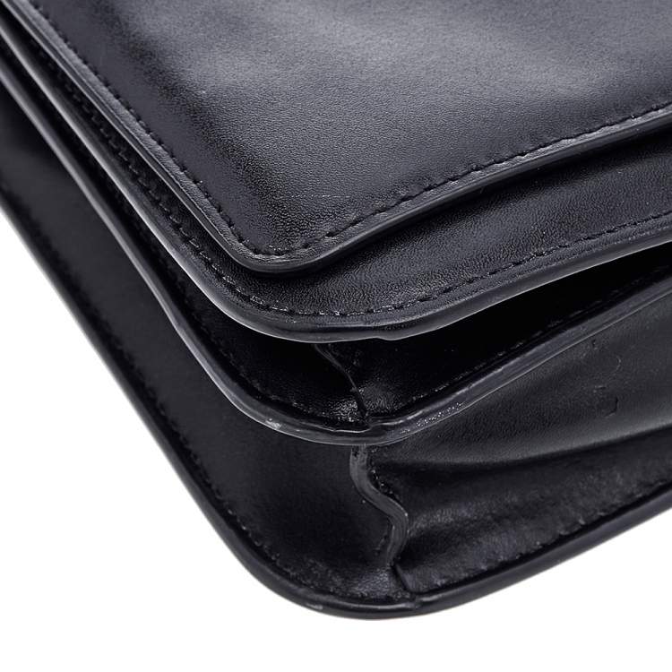 Pre Owned Michael Kors Black Leather Mott Logo Charm Swag Shoulder Bag