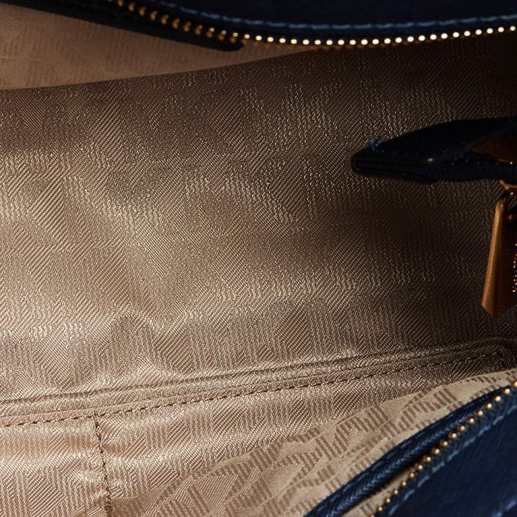 Pre Owned Michael Kors Blue Leather Medium East West Dillon Tote