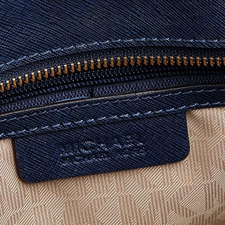 Pre Owned Michael Kors Blue Leather Medium East West Dillon Tote