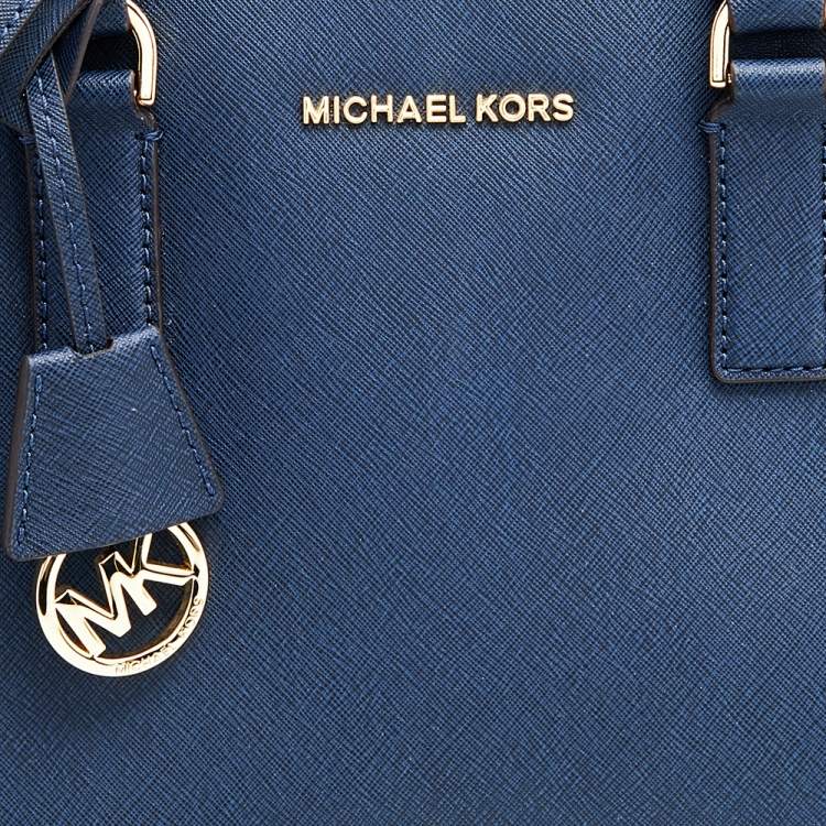 Pre Owned Michael Kors Blue Leather Medium East West Dillon Tote