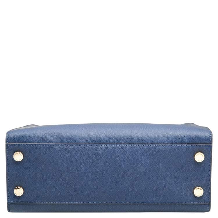 Pre Owned Michael Kors Blue Leather Medium East West Dillon Tote