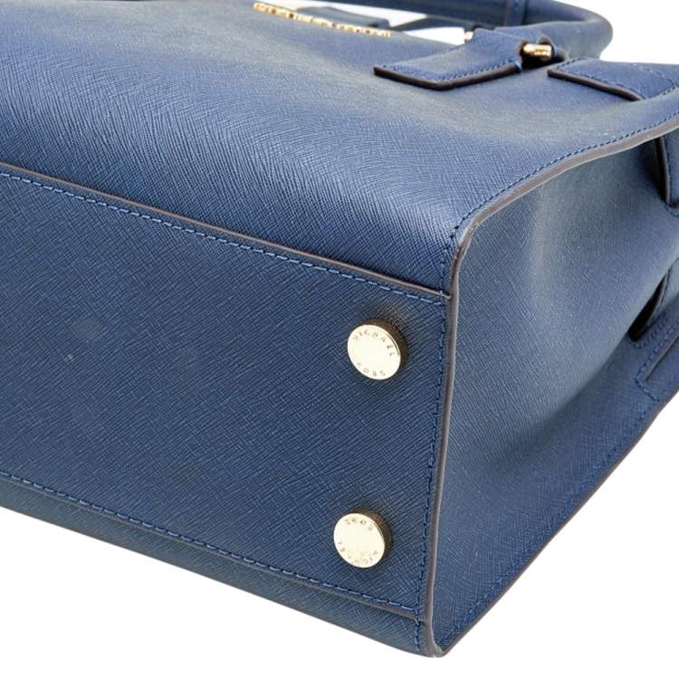 Pre Owned Michael Kors Blue Leather Medium East West Dillon Tote