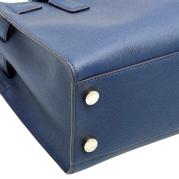 Pre Owned Michael Kors Blue Leather Medium East West Dillon Tote