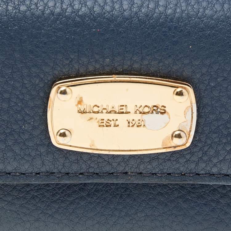 Pre Owned Michael Kors Blue Leather Wallet