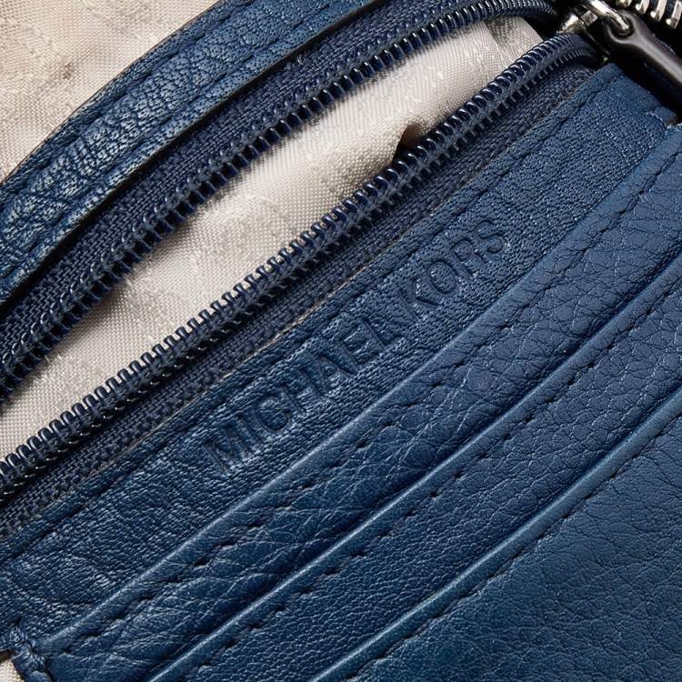 Pre Owned Michael Kors Navy Blue Leather Bedford Tassel Crossbody Bag