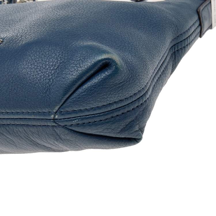 Pre Owned Michael Kors Navy Blue Leather Bedford Tassel Crossbody Bag