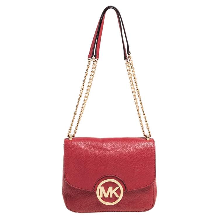 Michael Kors Fulton Red offers Leather Flap Bag