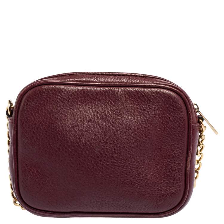 Pre Owned Michael Kors Burgundy Leather Camera Crossbody Bag