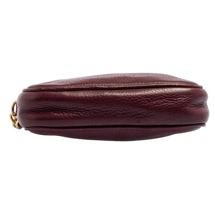 Pre Owned Michael Kors Burgundy Leather Camera Crossbody Bag