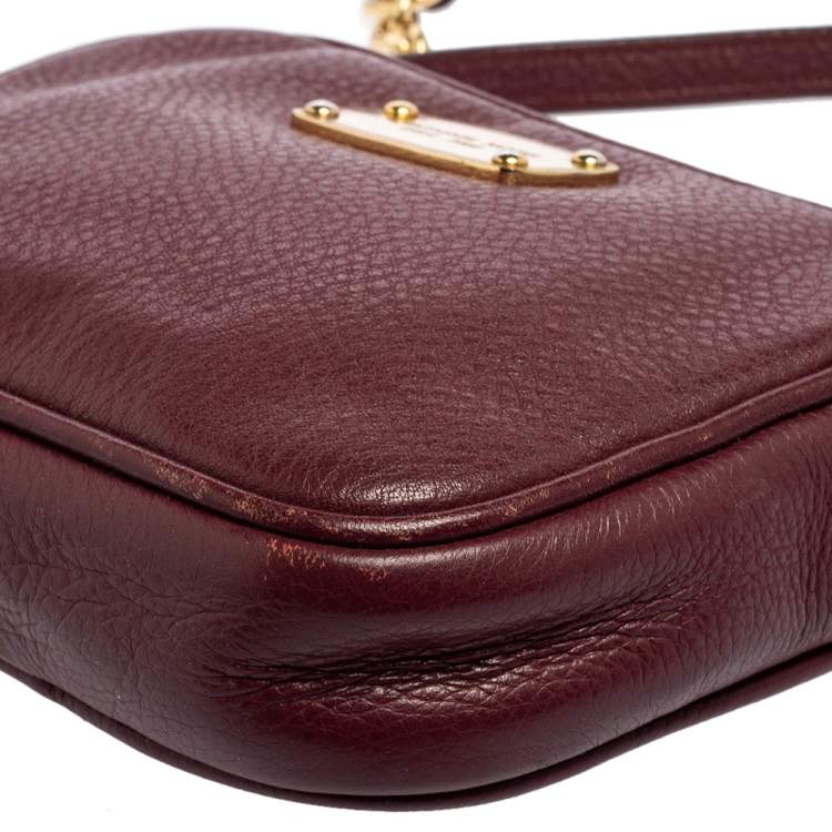 Pre Owned Michael Kors Burgundy Leather Camera Crossbody Bag