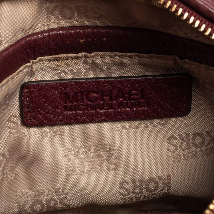 Pre Owned Michael Kors Burgundy Leather Camera Crossbody Bag