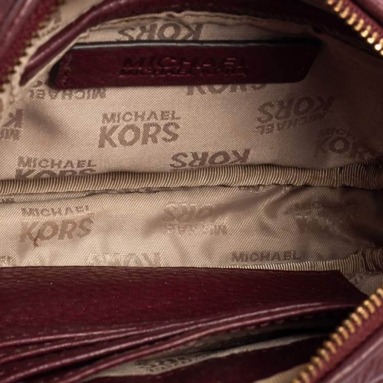 Pre Owned Michael Kors Burgundy Leather Camera Crossbody Bag