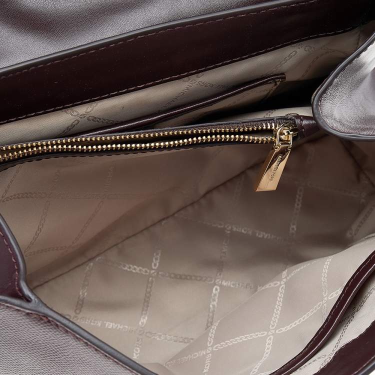 Pre Owned Michael Kors Burgundy Leather Bleecker Top Handle Bag