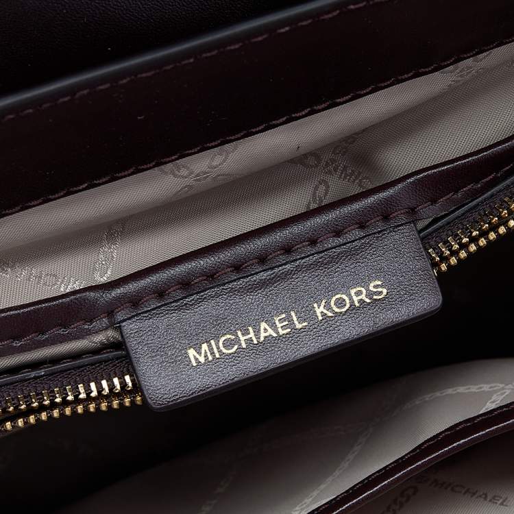 Pre Owned Michael Kors Burgundy Leather Bleecker Top Handle Bag